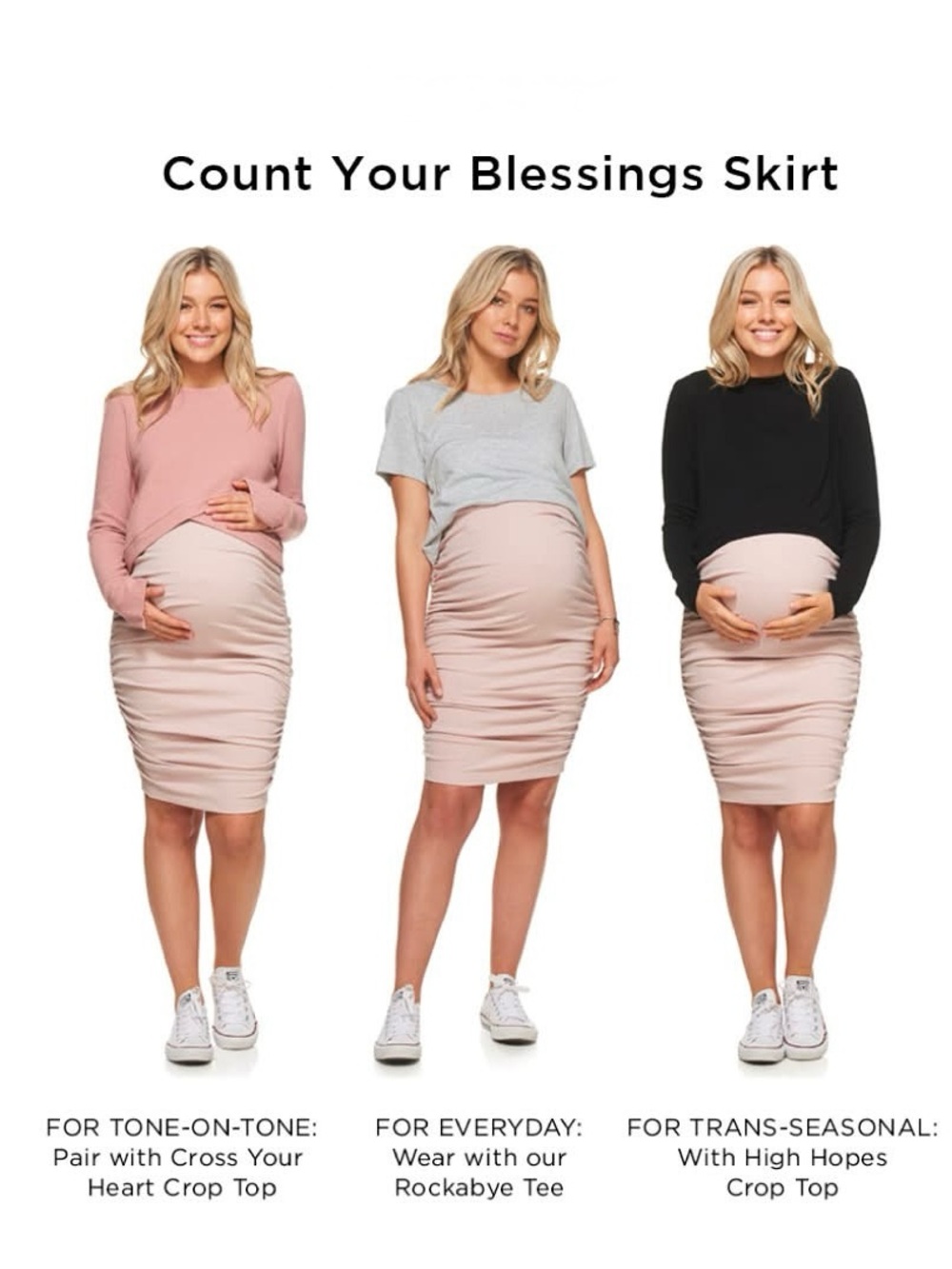 Maternity Ruched Skirt - Pink Stone